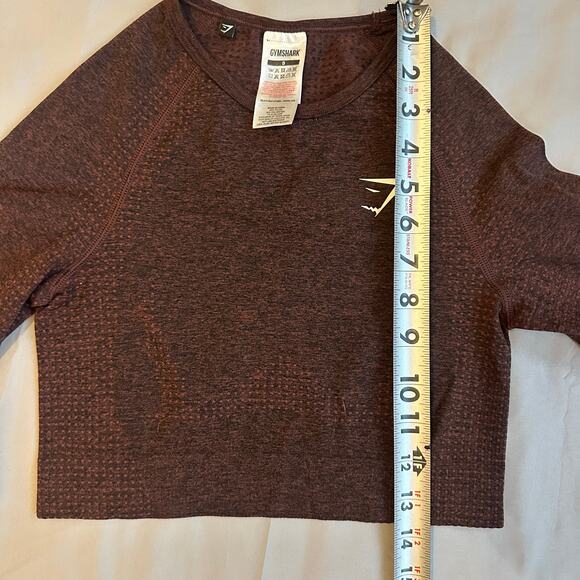 Gym Shark Dark Purple, Cropped, Long Sleeve, Seamless Athletic Top- S - Picture 6 of 8